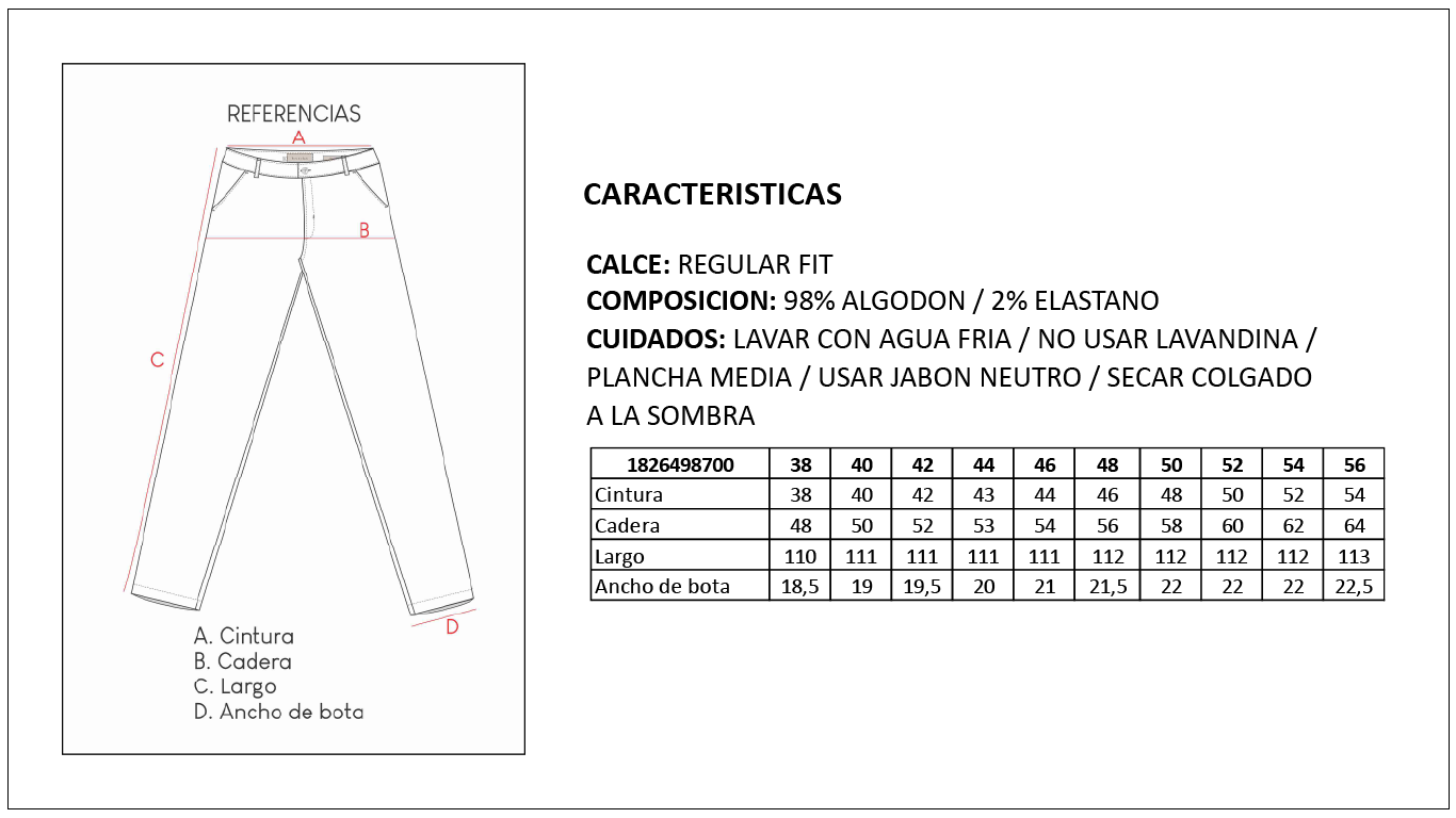 Tabla de Medidas Pantalones Britches